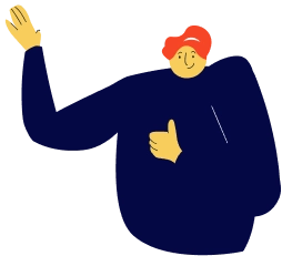Character with thumbs up